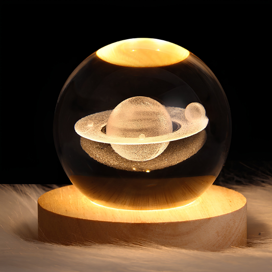 3D Galaxy Crystal Night Light – LED USB Lamp with Wood Base