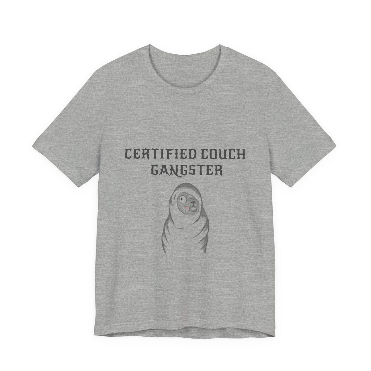 Certified Couch Gangster Pug Graphic T-Shirt