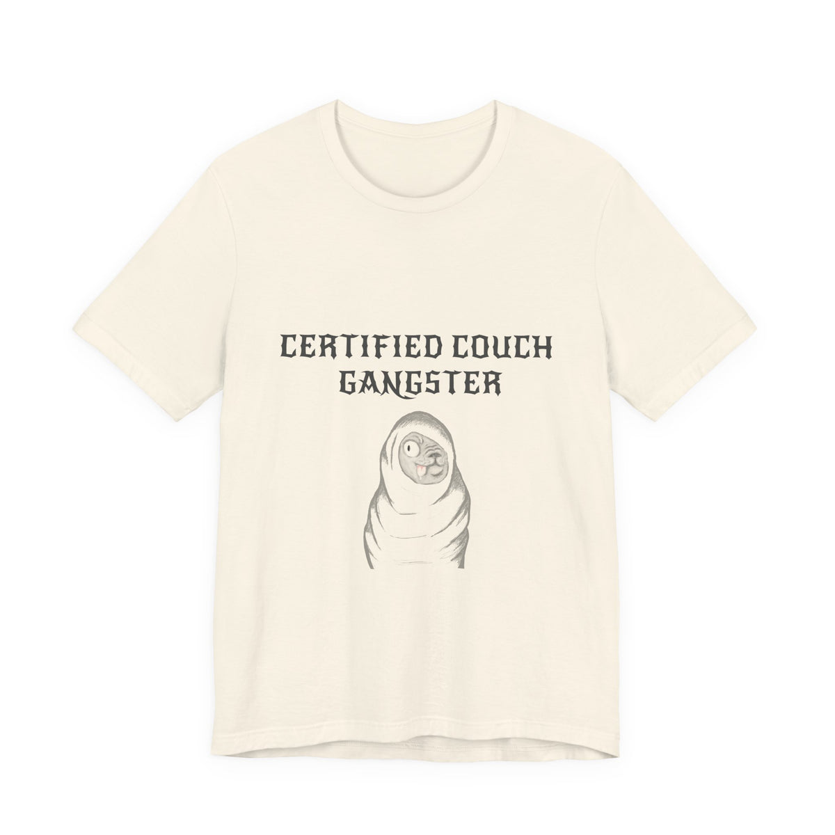 Certified Couch Gangster Pug Graphic T-Shirt