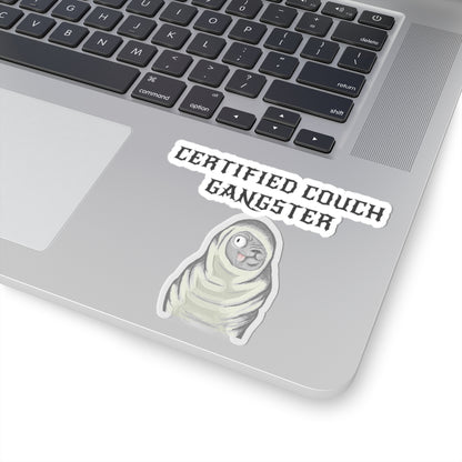 Certified Couch Gangster Pug Kiss-Cut Sticker