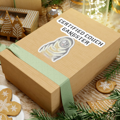 Certified Couch Gangster Pug Kiss-Cut Sticker