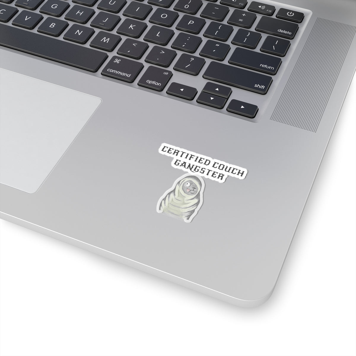 Certified Couch Gangster Pug Kiss-Cut Sticker
