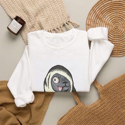 Cute Pug Wrapped in Blanket Sweatshirt