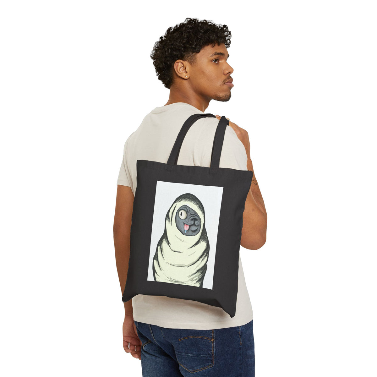 Cute Wrapped Pug Canvas Tote Bag