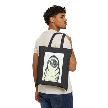 Cute Wrapped Pug Canvas Tote Bag