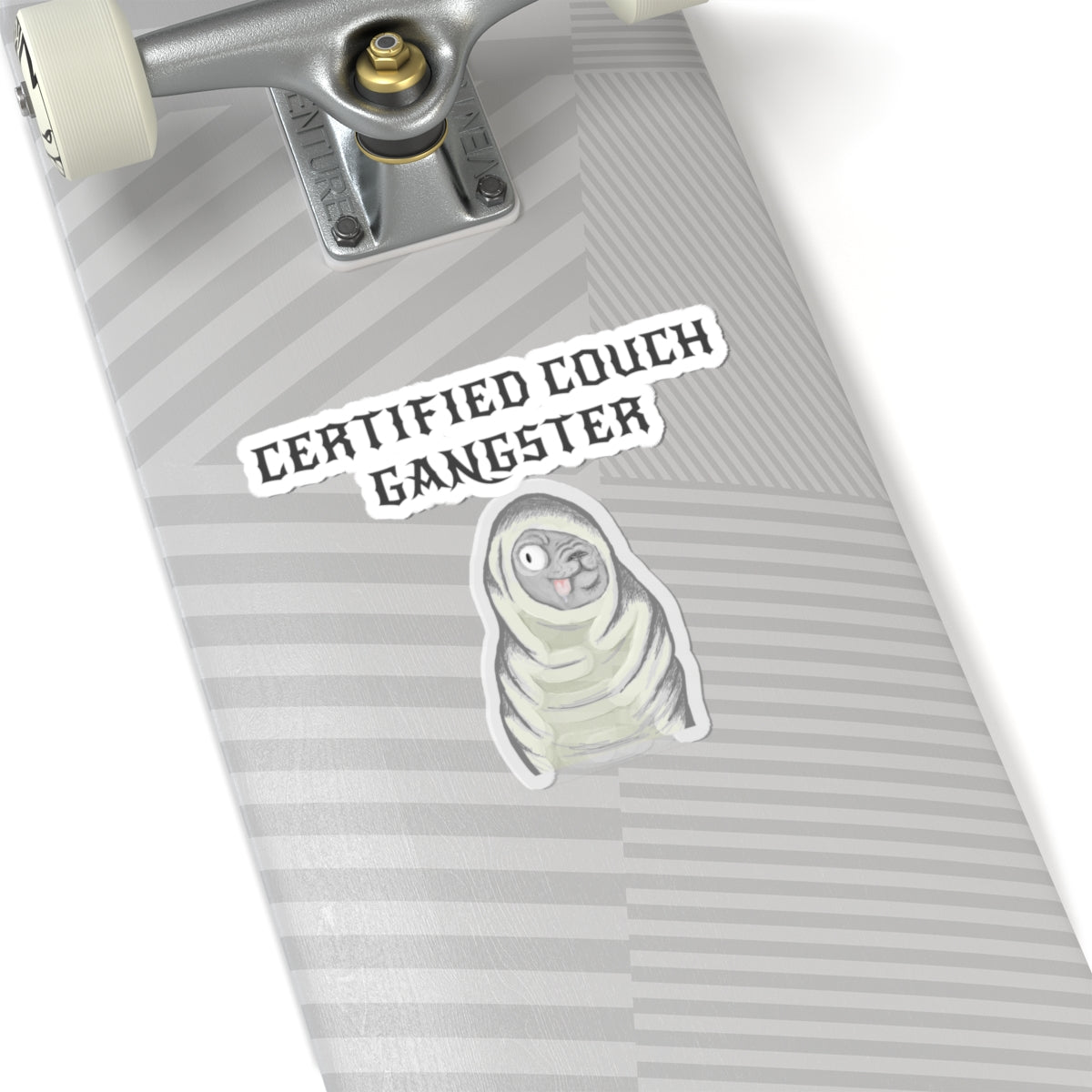 Certified Couch Gangster Pug Kiss-Cut Sticker