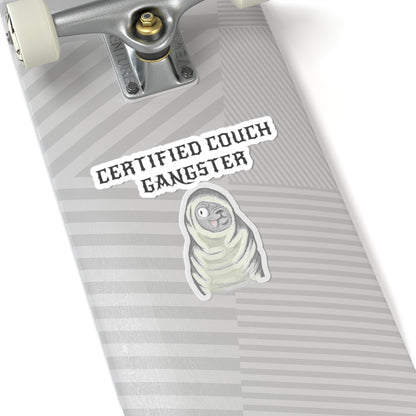 Certified Couch Gangster Pug Kiss-Cut Sticker