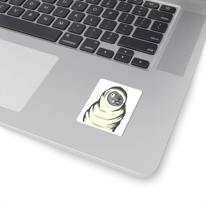 Funny Blanket-Wrapped Pug Kiss-Cut Sticker
