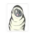 Funny Blanket-Wrapped Pug Kiss-Cut Sticker