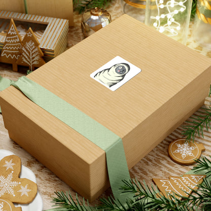 Funny Blanket-Wrapped Pug Kiss-Cut Sticker