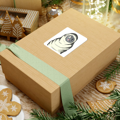 Funny Blanket-Wrapped Pug Kiss-Cut Sticker