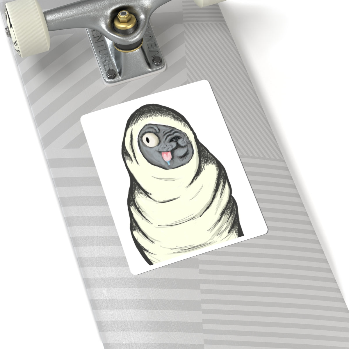 Funny Blanket-Wrapped Pug Kiss-Cut Sticker