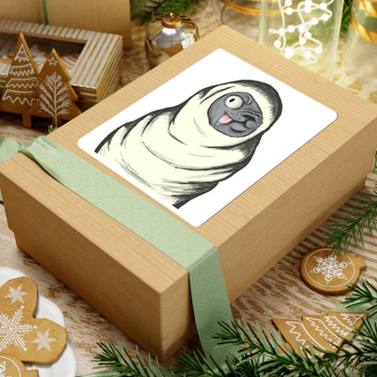 Funny Blanket-Wrapped Pug Kiss-Cut Sticker