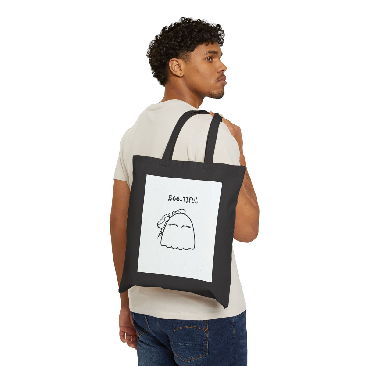 Boo-Tiful Ghost Halloween Cotton Canvas Tote Bag