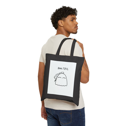Boo-Tiful Ghost Halloween Cotton Canvas Tote Bag
