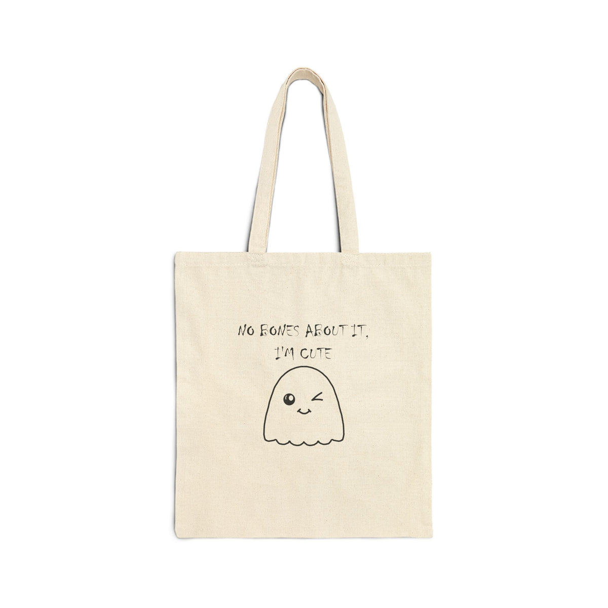 Cute Ghost “No Bones About It, I'm Cute” Cotton Canvas Tote Bag