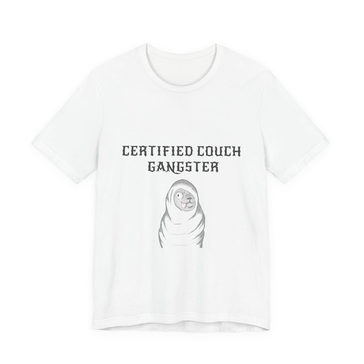 Certified Couch Gangster Pug Graphic T-Shirt