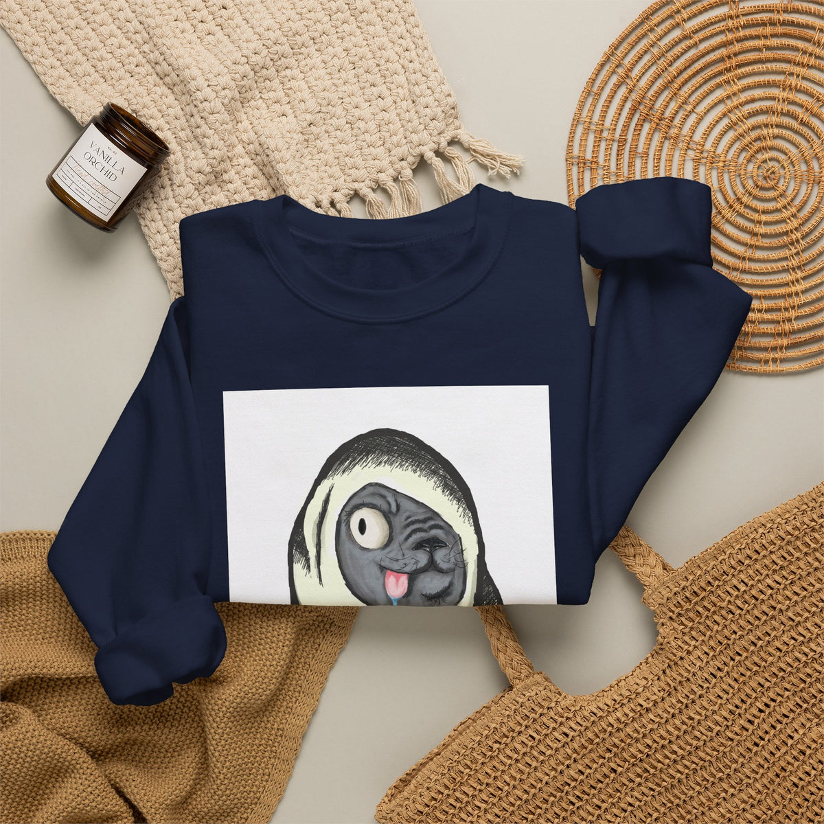 Cute Pug Wrapped in Blanket Sweatshirt