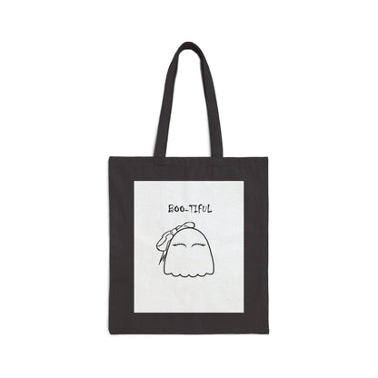 Boo-Tiful Ghost Halloween Cotton Canvas Tote Bag