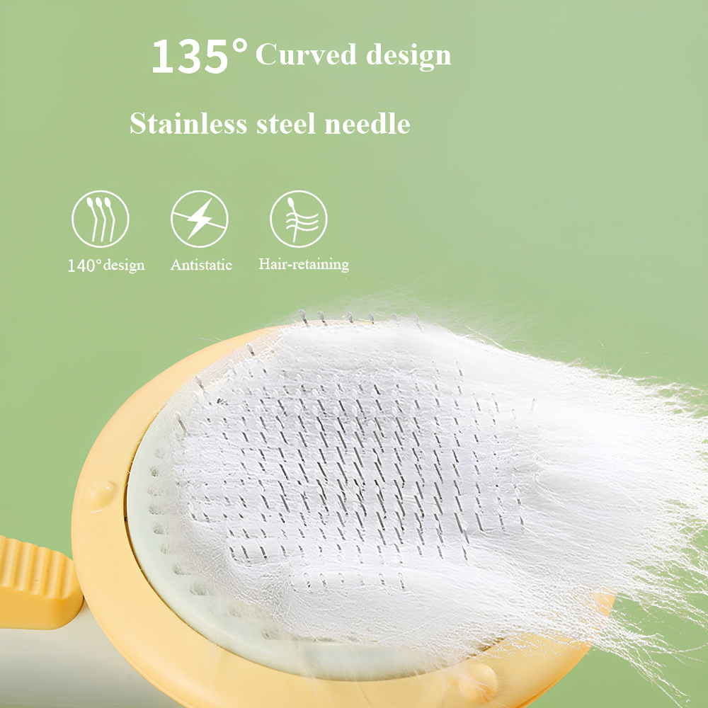 Self-Cleaning Pet Brush – One-Click Hair Removal for Cats & Dogs