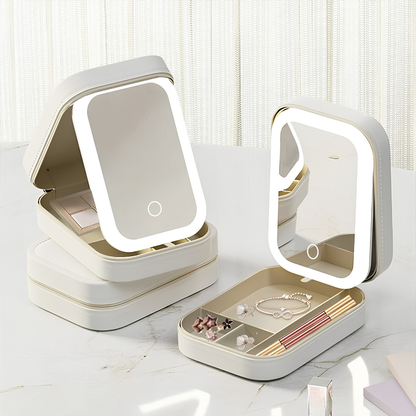 Travel LED Makeup Mirror – Lighted Vanity Case with Storage