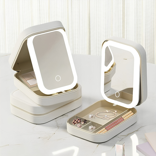 Travel LED Makeup Mirror – Lighted Vanity Case with Storage