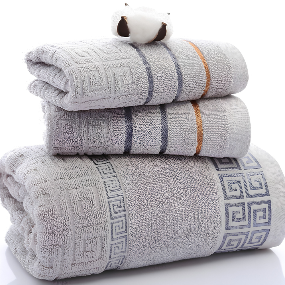 3-Piece Cotton Towel Set – Bath Towel & 2 Hand Towels