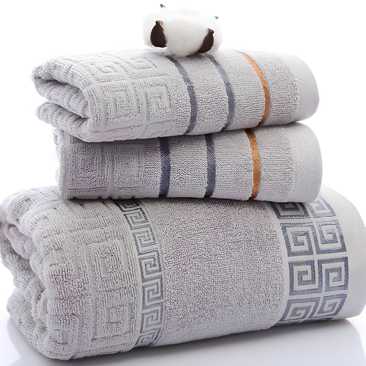 3-Piece Cotton Towel Set – Bath Towel & 2 Hand Towels