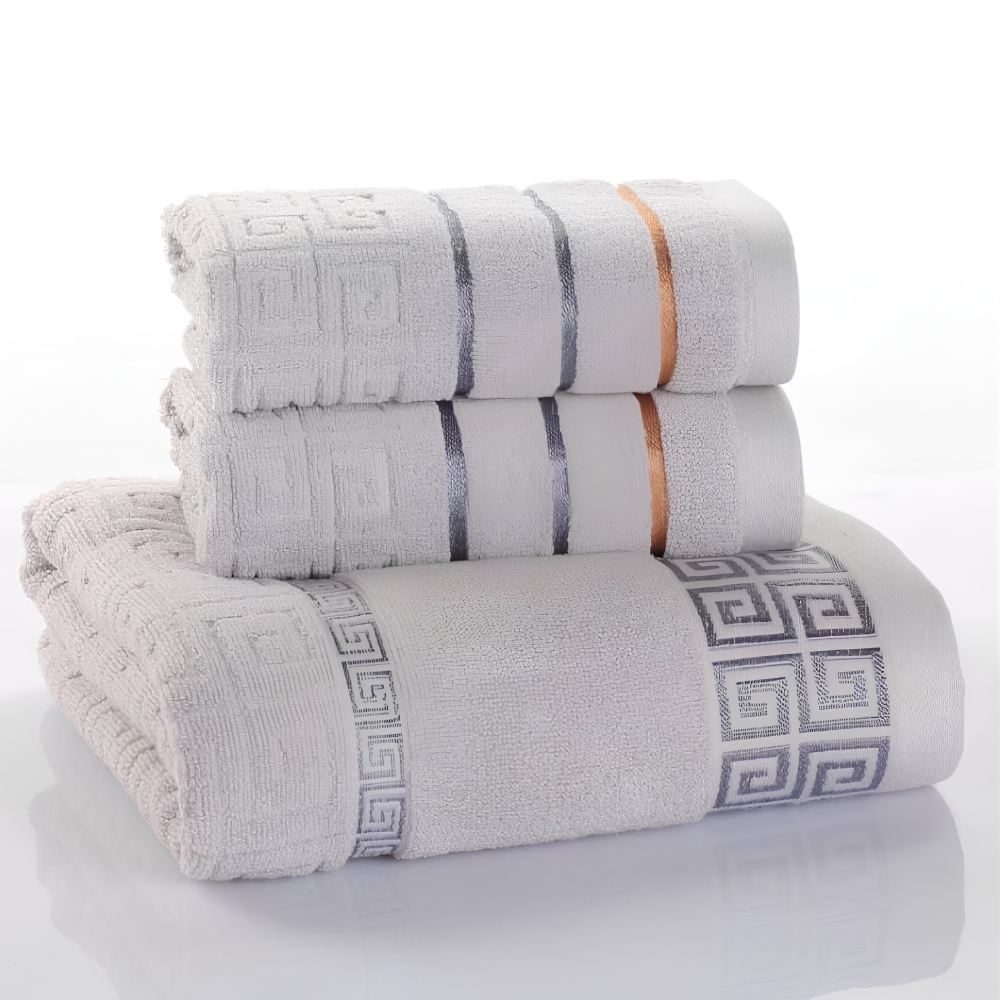 3-Piece Cotton Towel Set – Bath Towel & 2 Hand Towels