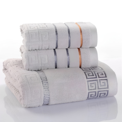 3-Piece Cotton Towel Set – Bath Towel & 2 Hand Towels