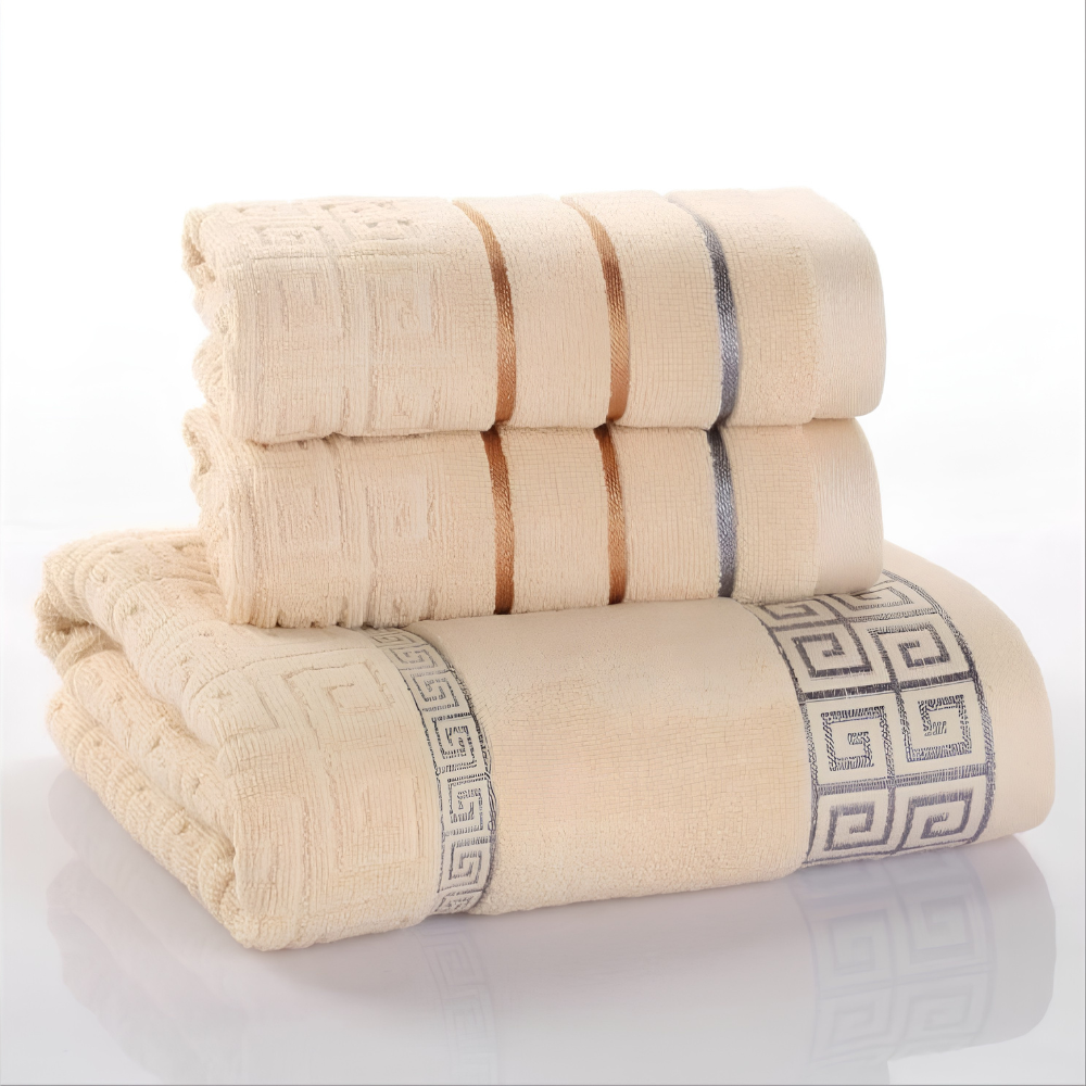 3-Piece Cotton Towel Set – Bath Towel & 2 Hand Towels