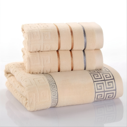 3-Piece Cotton Towel Set – Bath Towel & 2 Hand Towels