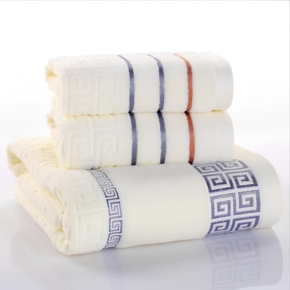 3-Piece Cotton Towel Set – Bath Towel & 2 Hand Towels